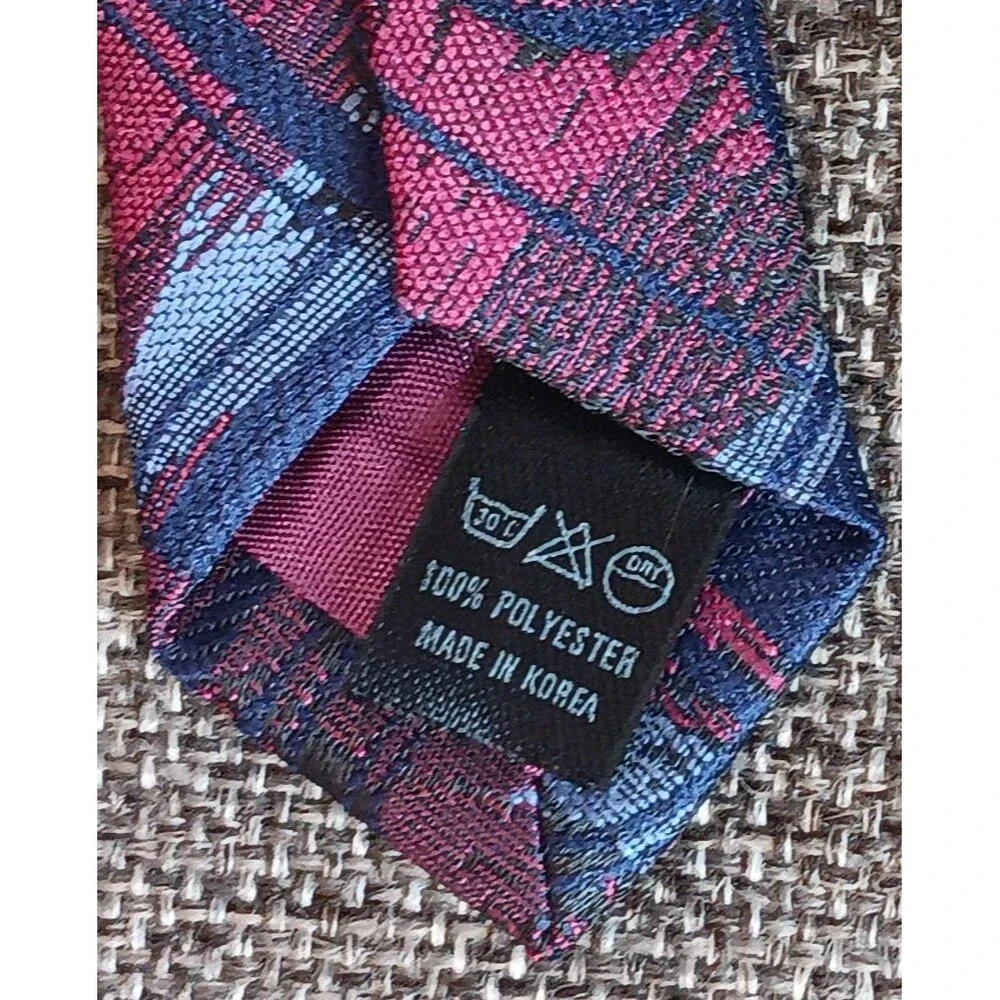 Tie 70s 80s 90s Y2K Mens Mercedes Blue Red 3.75 Wide 58 Long